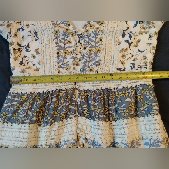 Anthropologie Fall Dress Cottagecore Peasant Floral 12 Crochet Boho Maxi Lace L - Picture 15 of 16